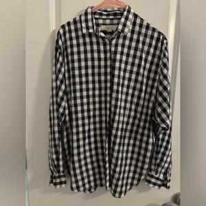 Loft black-and-white checked blouse.